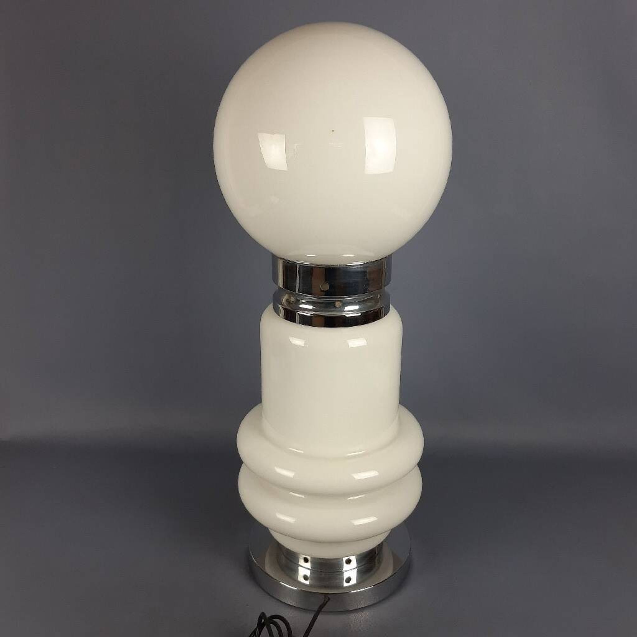 Murano glass table lamp by Nason, Birillo metal, Space Age design 1970.