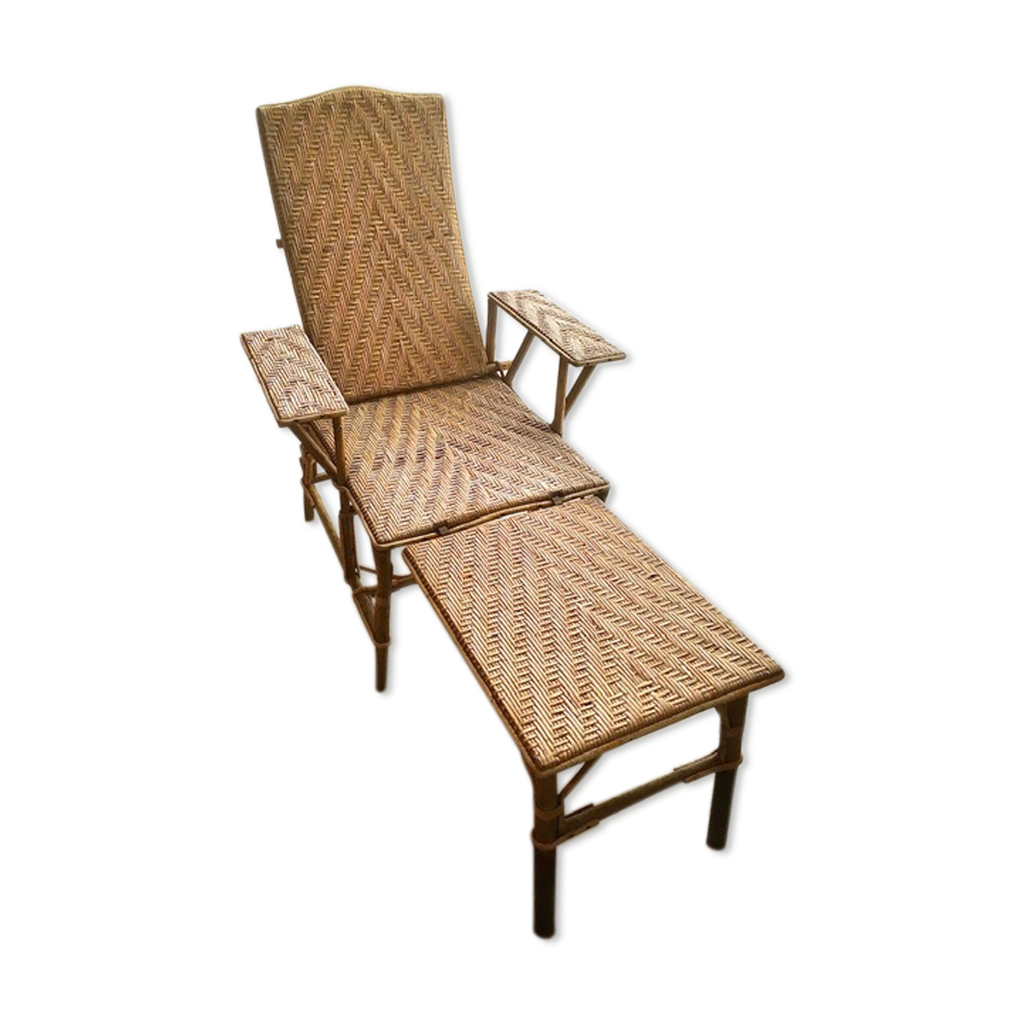 Fauteuil chaise longue en rotin Selency