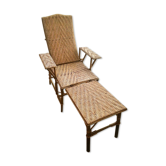 Fauteuil chaise longue en rotin