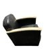 Pair of leather armchairs with marquetry armrests