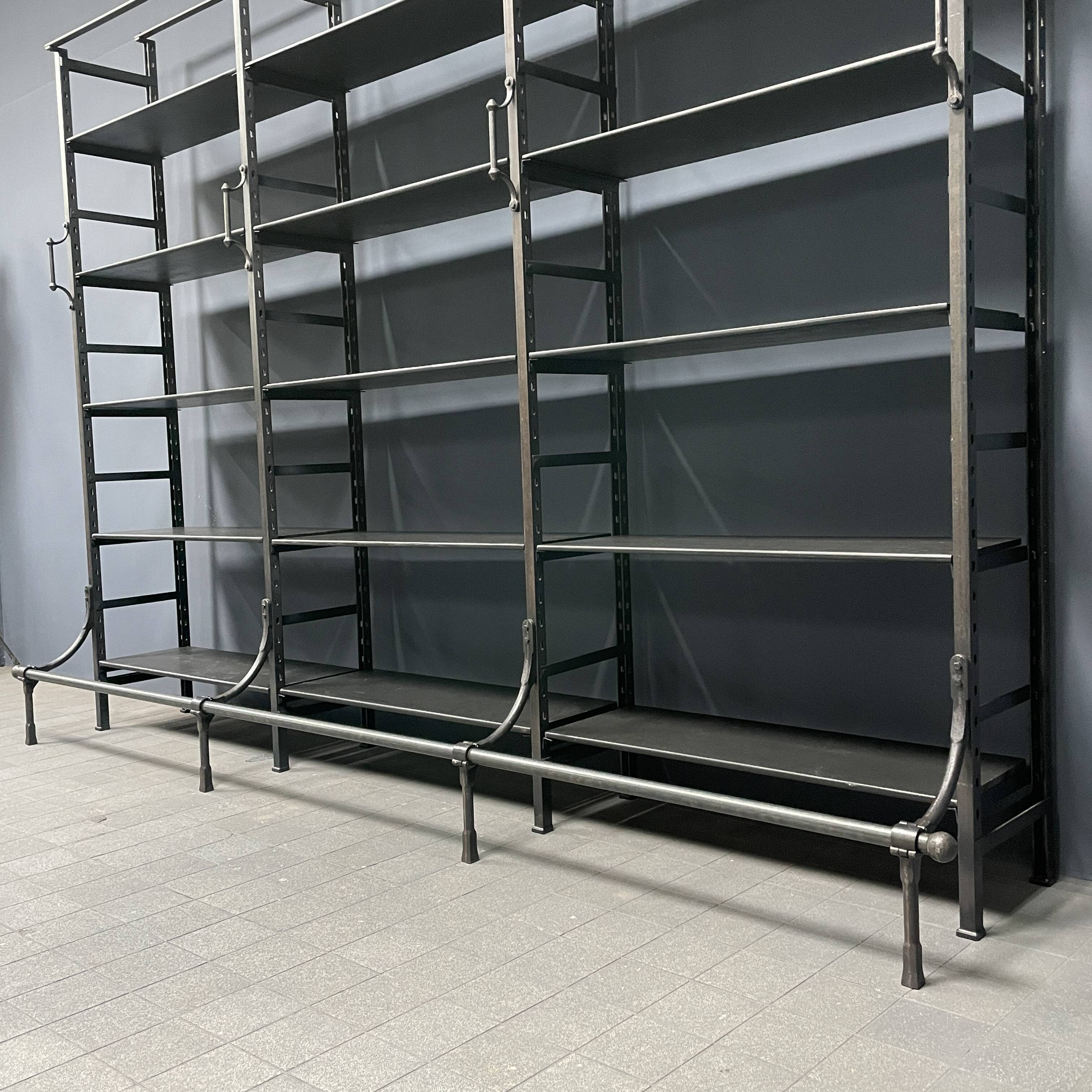 Industrial Iron Library Wall Shelving Cabinet
