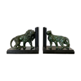 Serre-livres lion et lionne par Joseph Carlier, 1930