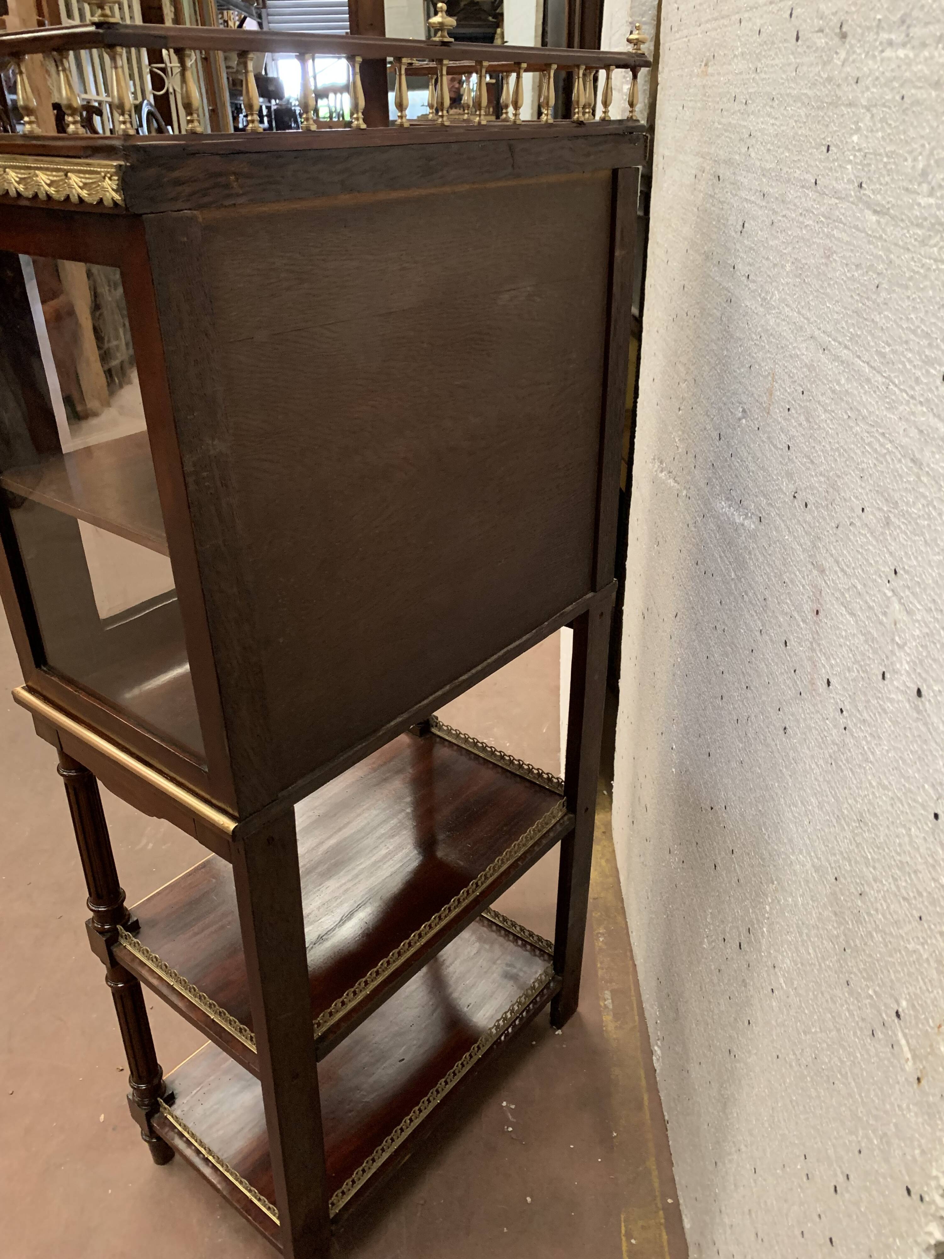 Napoleon III louis XVI style mahogany window and nineteenth century bronze gallery