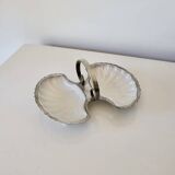 Vintage Double Shell Serving Dish - Silver Plated with Cup