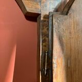 Antique Rustic Tuscan Window in Chestnut with Original Wrought Iron Hardware, 1800s