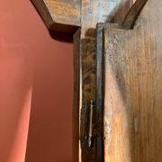 Antique Rustic Tuscan Window in Chestnut with Original Wrought Iron Hardware, 1800s
