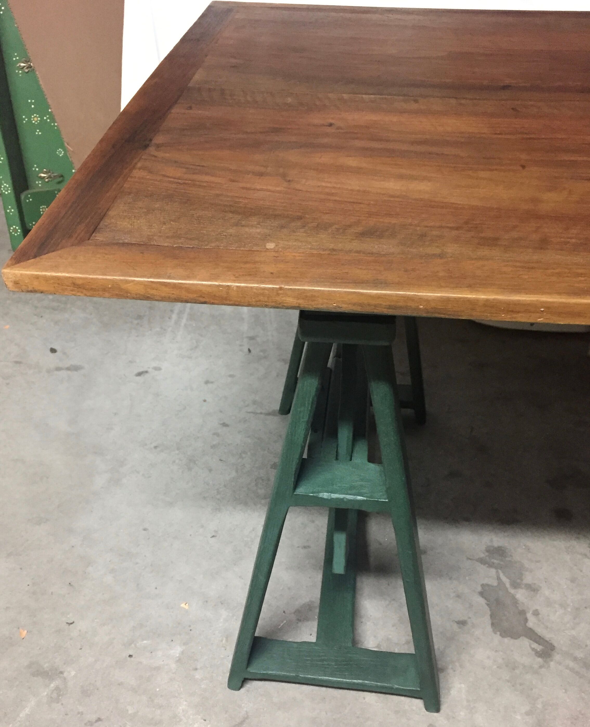 Old desk on trestles