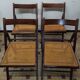 Lot de 4 chaises pliantes en bois et cannage vintage année 70
