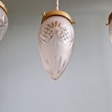 Pendant in satin-finished crystal cut into a point (4 available), early 20th century.