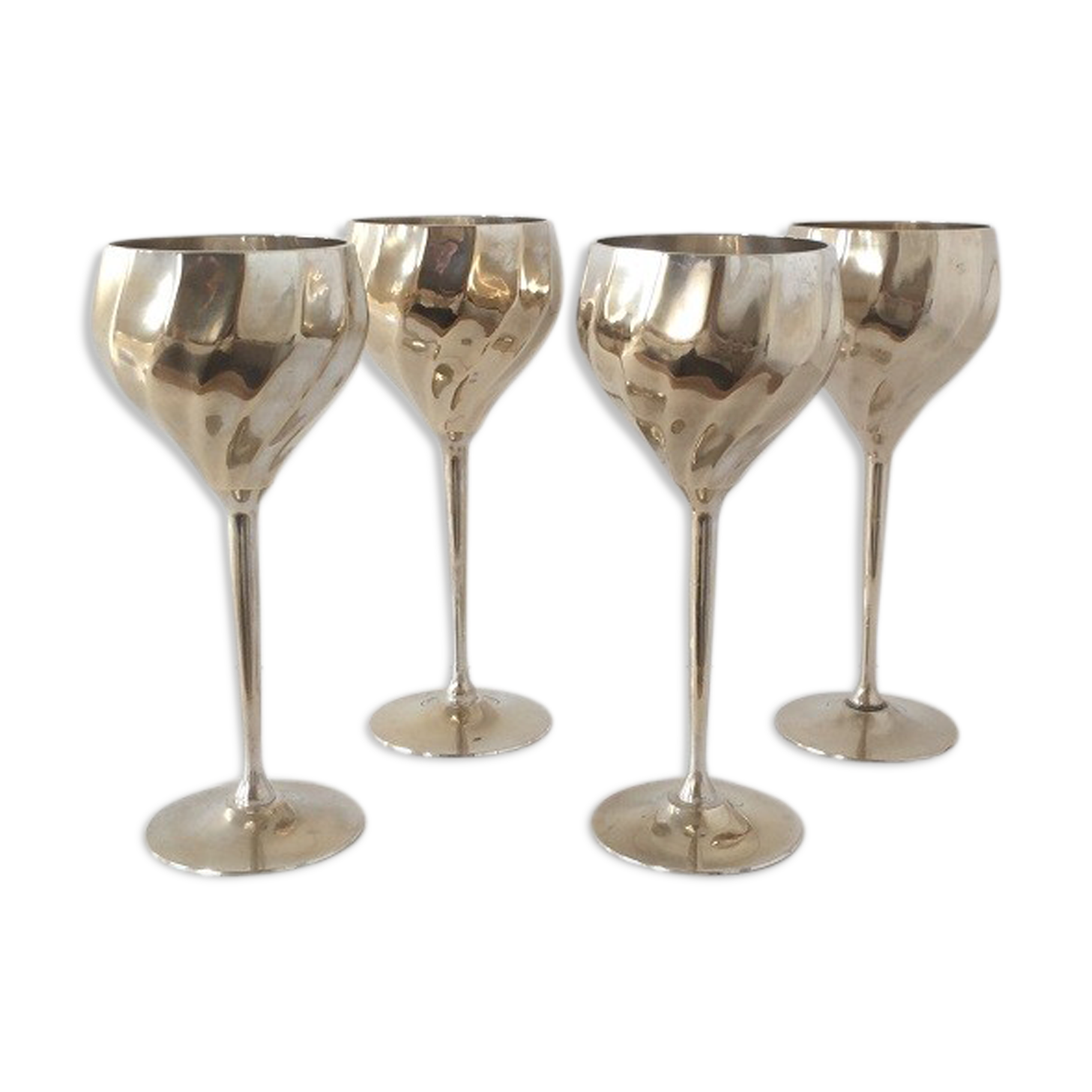 Lot of 4 vintage copper and silver glasses from the 70s