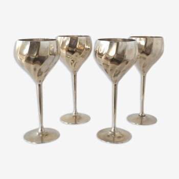 Lot 4 verres en cuivre et argent vintage des années 70