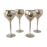 Lot of 4 vintage copper and silver glasses from the 70s