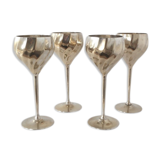 Lot 4 verres en cuivre et argent vintage des années 70