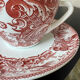 5 cups and 5 saucers Rivanel in red opaline from the 1970s.