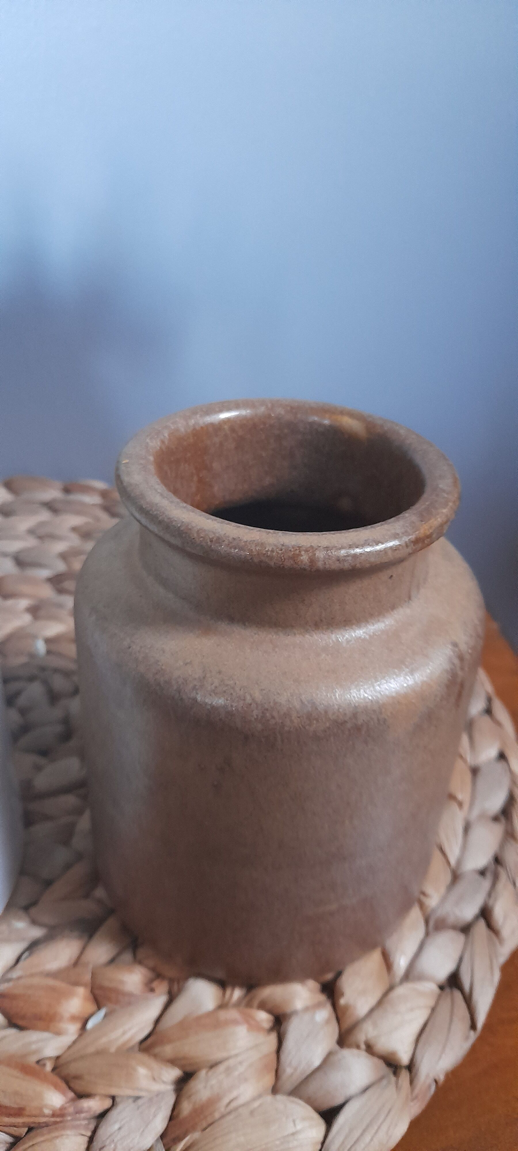 Ensemble de 3 anciens pots à moutarde/condiments, en céramique / grés