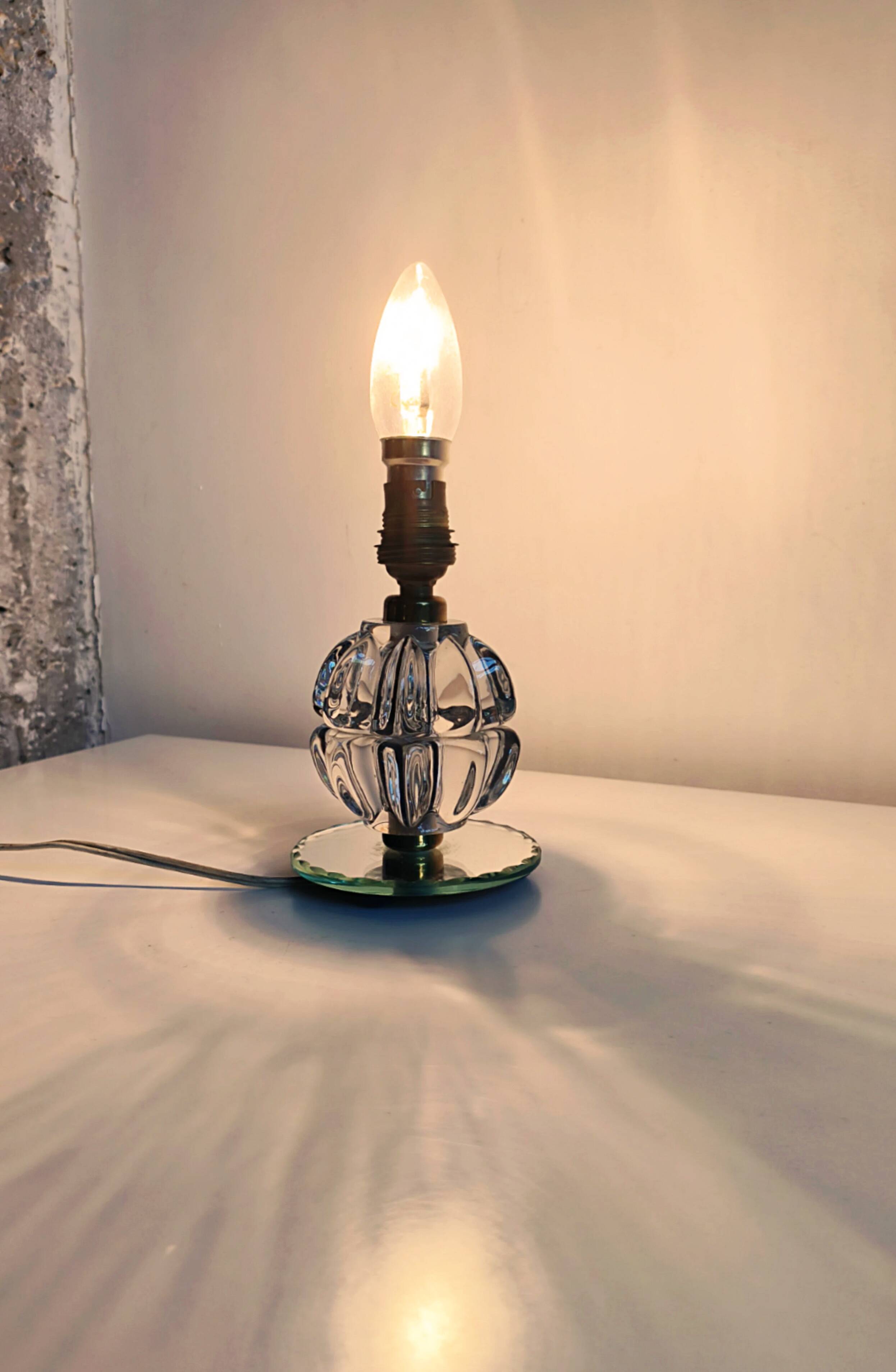 Lamp base in crystal, Avesn stone, brass and mirror.