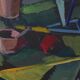 Original mid-century Swedish oil on canvas – “Kubisk Still Life” by Bror Göransson – vintage & framed – 75 × 64 cm (29.5" × 25.2")