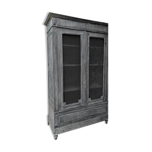 Armoire rangement cérusé grise