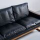Scandinavian 3-seater sofa in leather and rosewood from the 60s