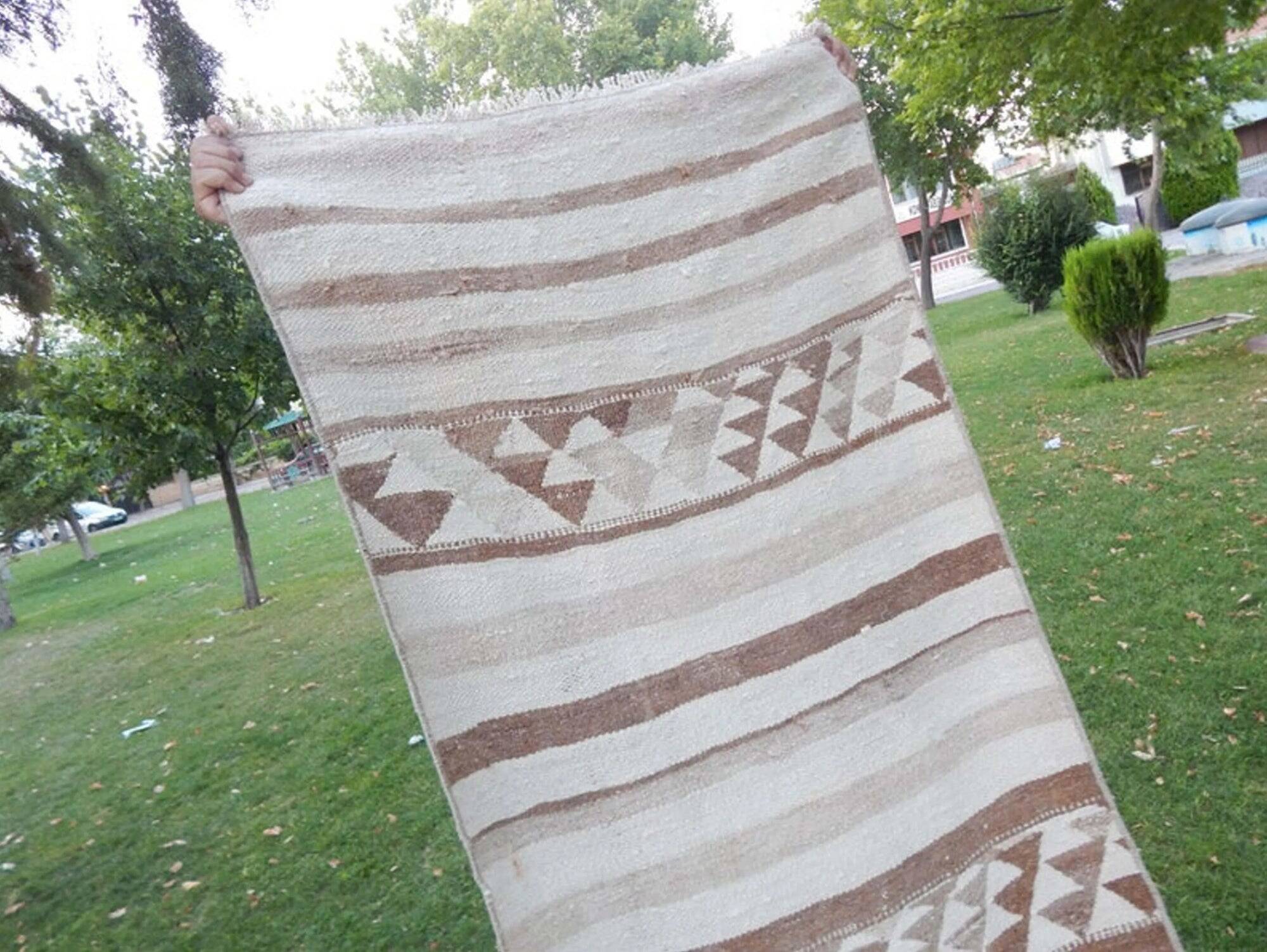 Vintage Turkish hallway rug 84x337 cm