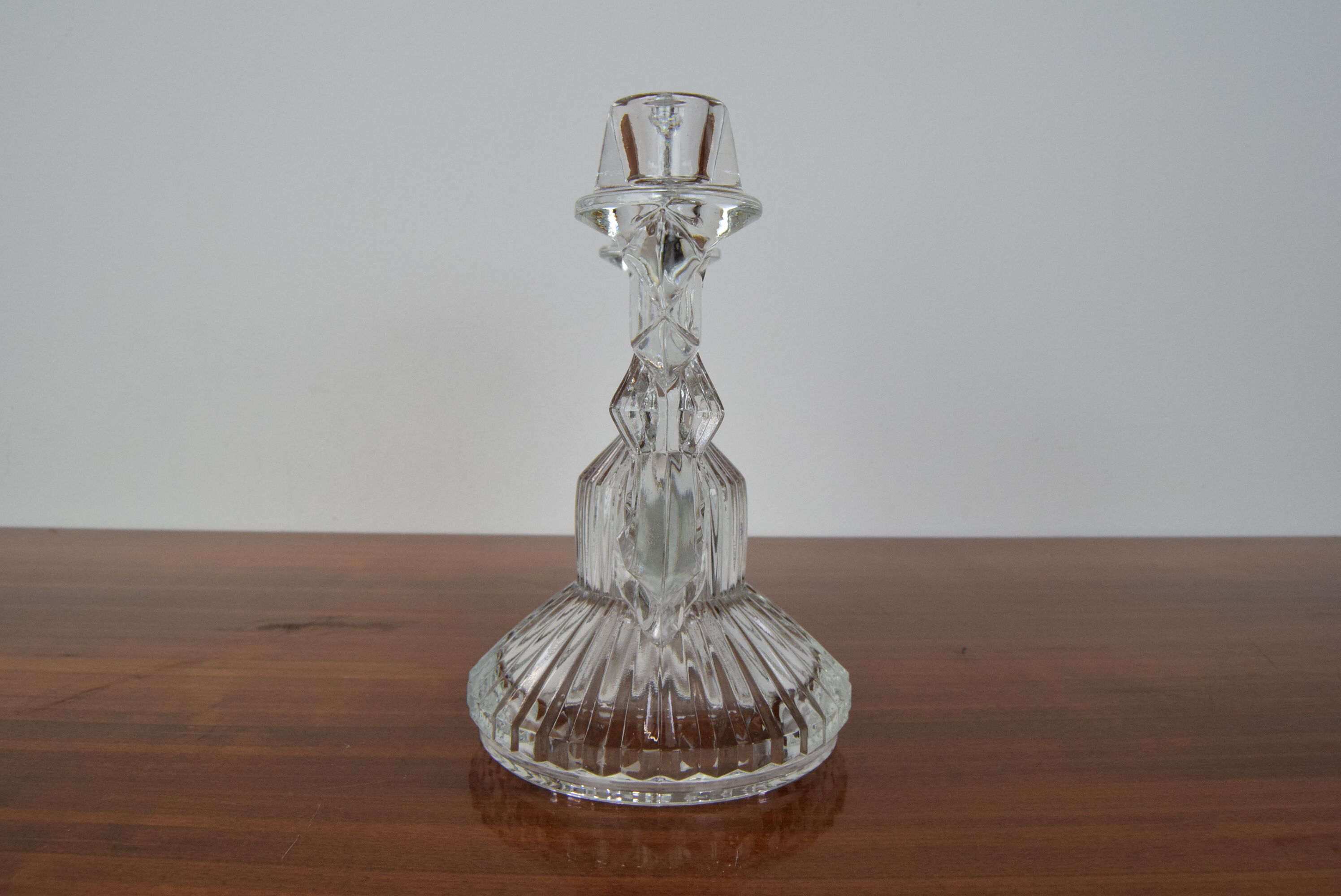Mid-century glass candlestick/bohemia,1960's