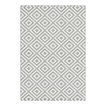 Modern and Practical Grey Rug with Diamond Pattern