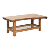 Oak coffee table with lower rope shelf, 1970s
