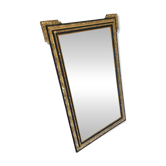 Authentique Miroir Ancien au Mercure à Parcloses et oreilles – Patine Dorée
