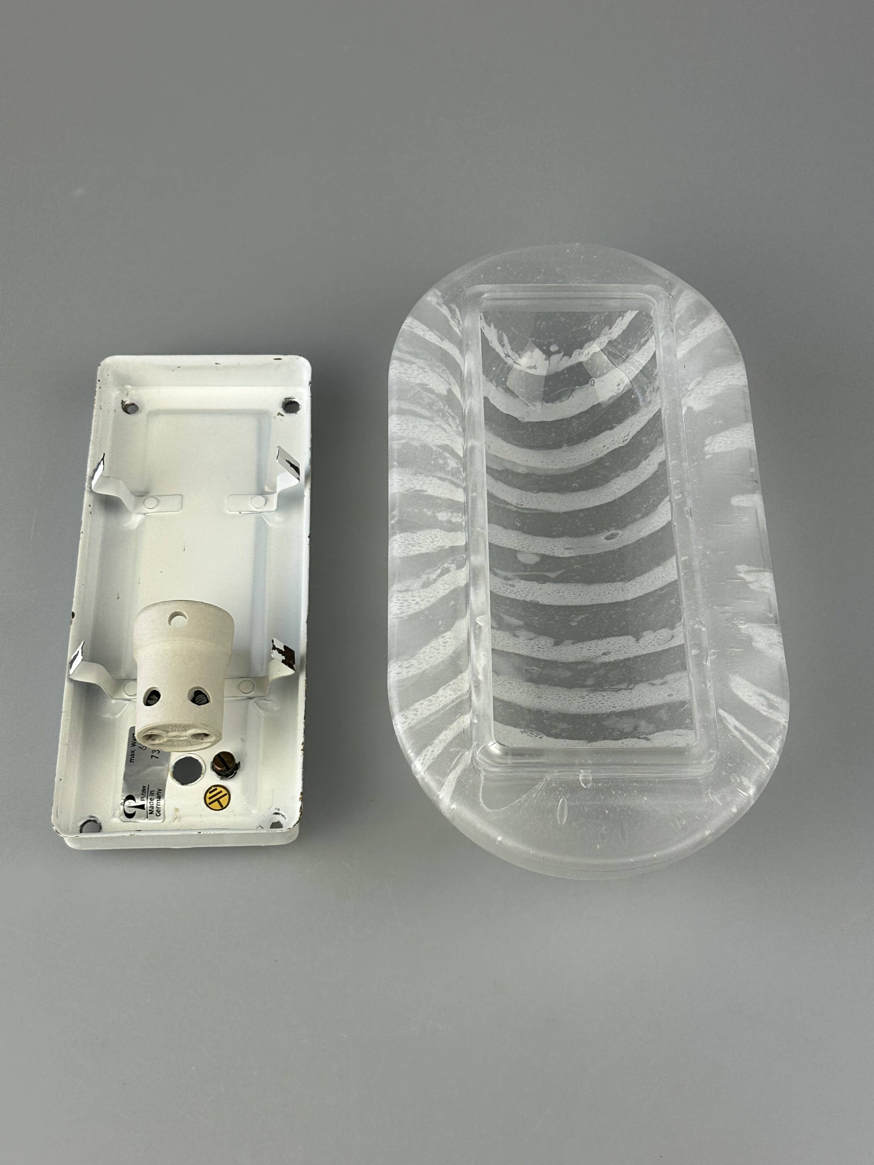 1960s/70s Wall Lamp Peill & Putzler Germany Glass & Metal Space Age Design