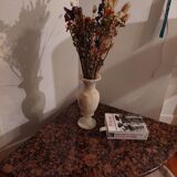 Marbled stone corner table.
