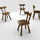 Rare set of 4 brutalist chairs - vintage 1950
