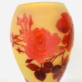Gallé vase decorated with red roses