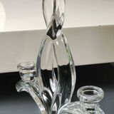 Candlestick with 2 lights. Art Vannes France. 1960s. Flame/Fleur de Lys patterns