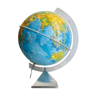 Terrestrial globe lamp, steel base from the 80s