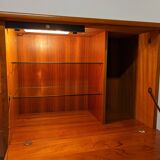 High sideboard, display cabinet and secretary, Scandinavian in teak, France around 1960.