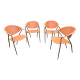 Leather and metal armchairs