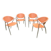 Leather and metal armchairs