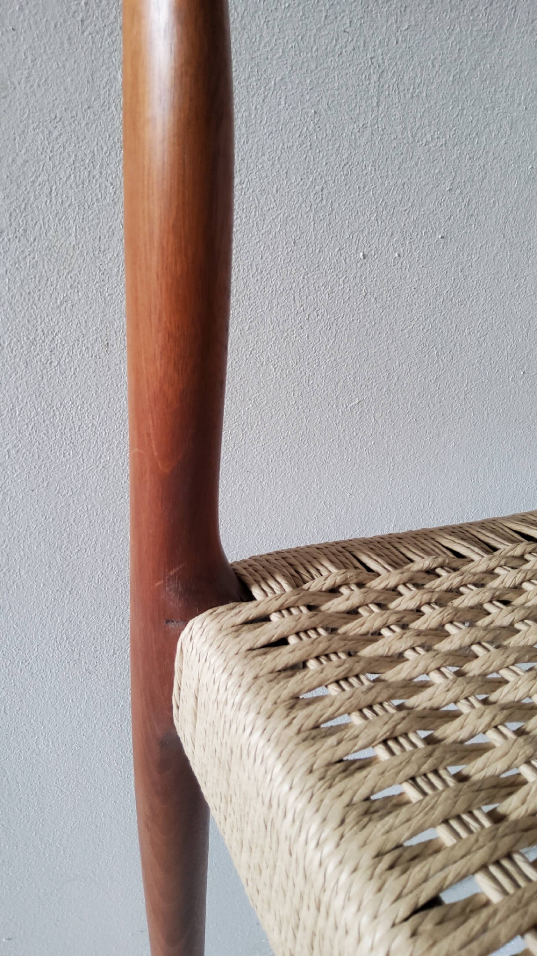Danish dining chairs in wood and paper cord