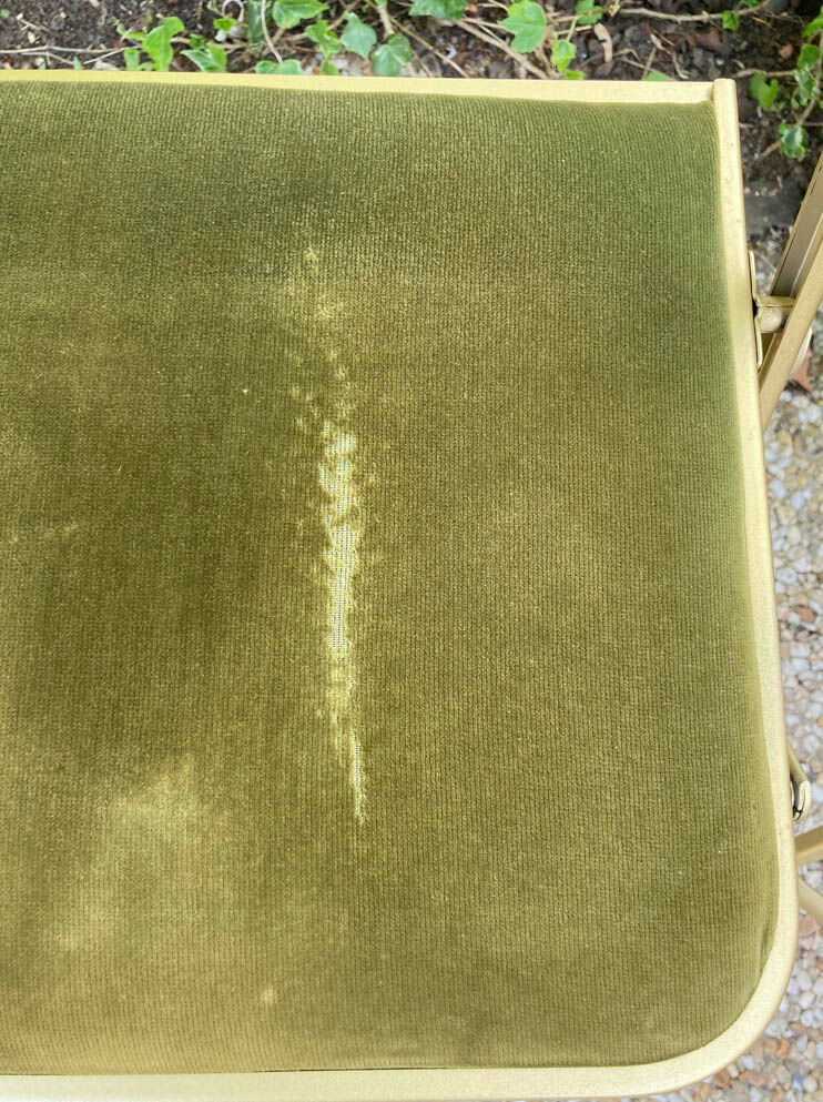 Set of 4 vintage folding armchairs in green velvet