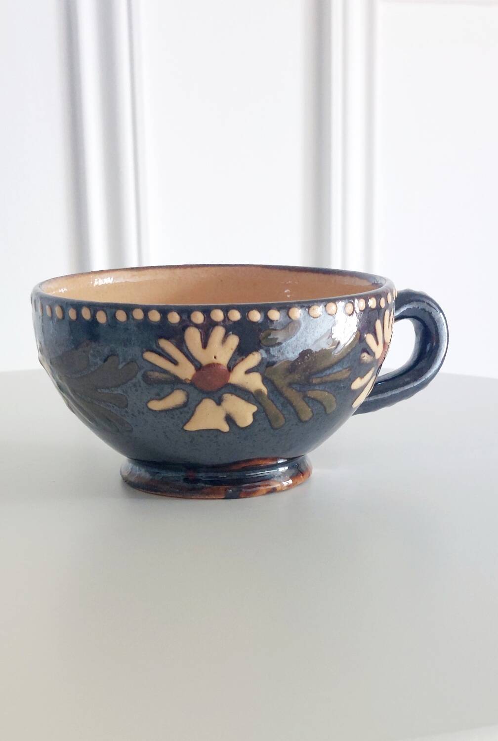 Antique Alsatian pottery cup
