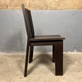 Chaises de salle à manger brutalistes et modernistes des années 70 en bois marron architectural