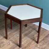 Scandinavian hexagonal side table stamped "Made in Denmark" 60s