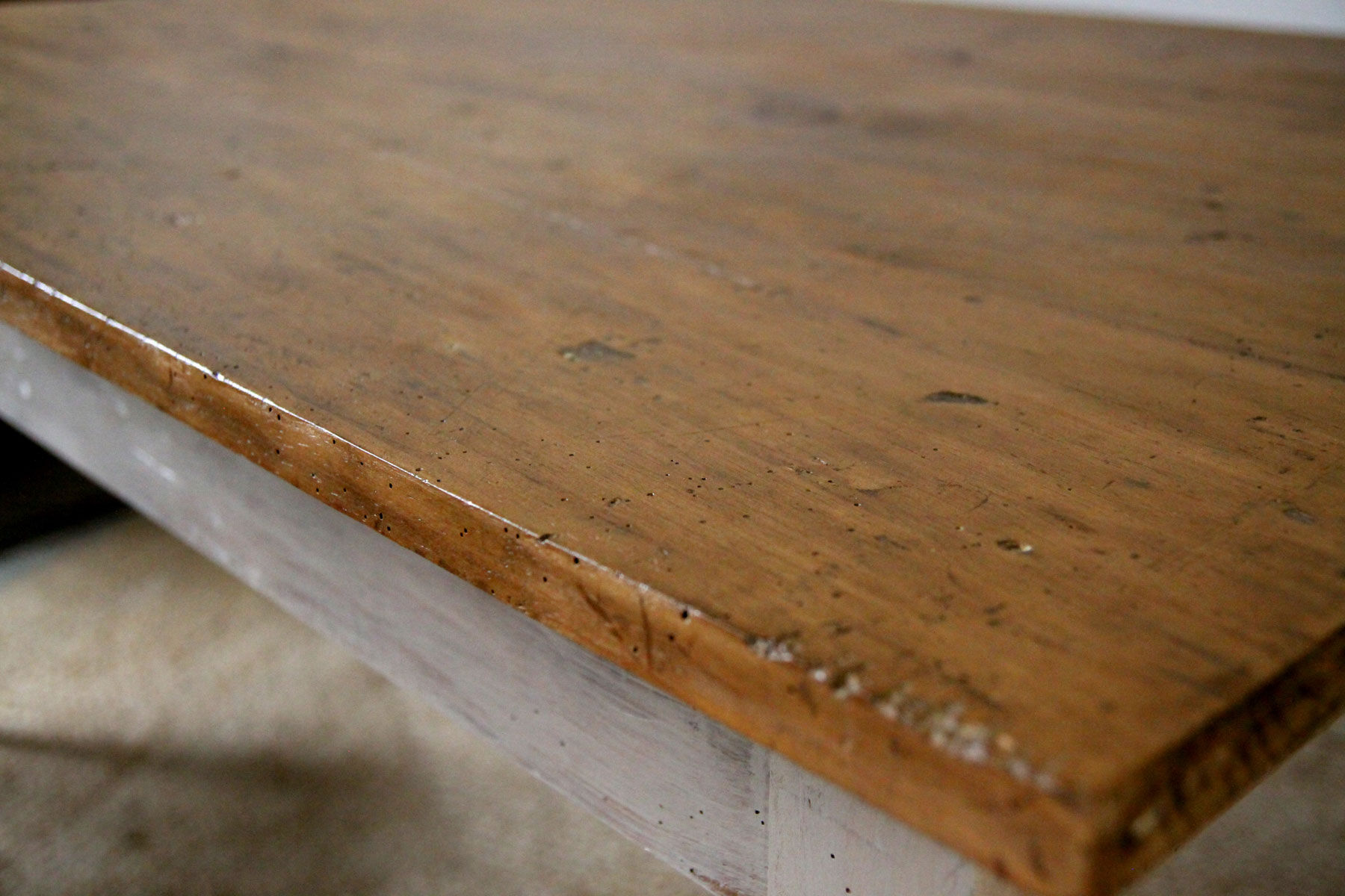 Patinated wooden dining table