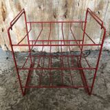 Old Orange Metal Wire Bottle Rack Shelf 15 Slots Vintage #A636