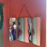 Solid brass triptych barber mirror