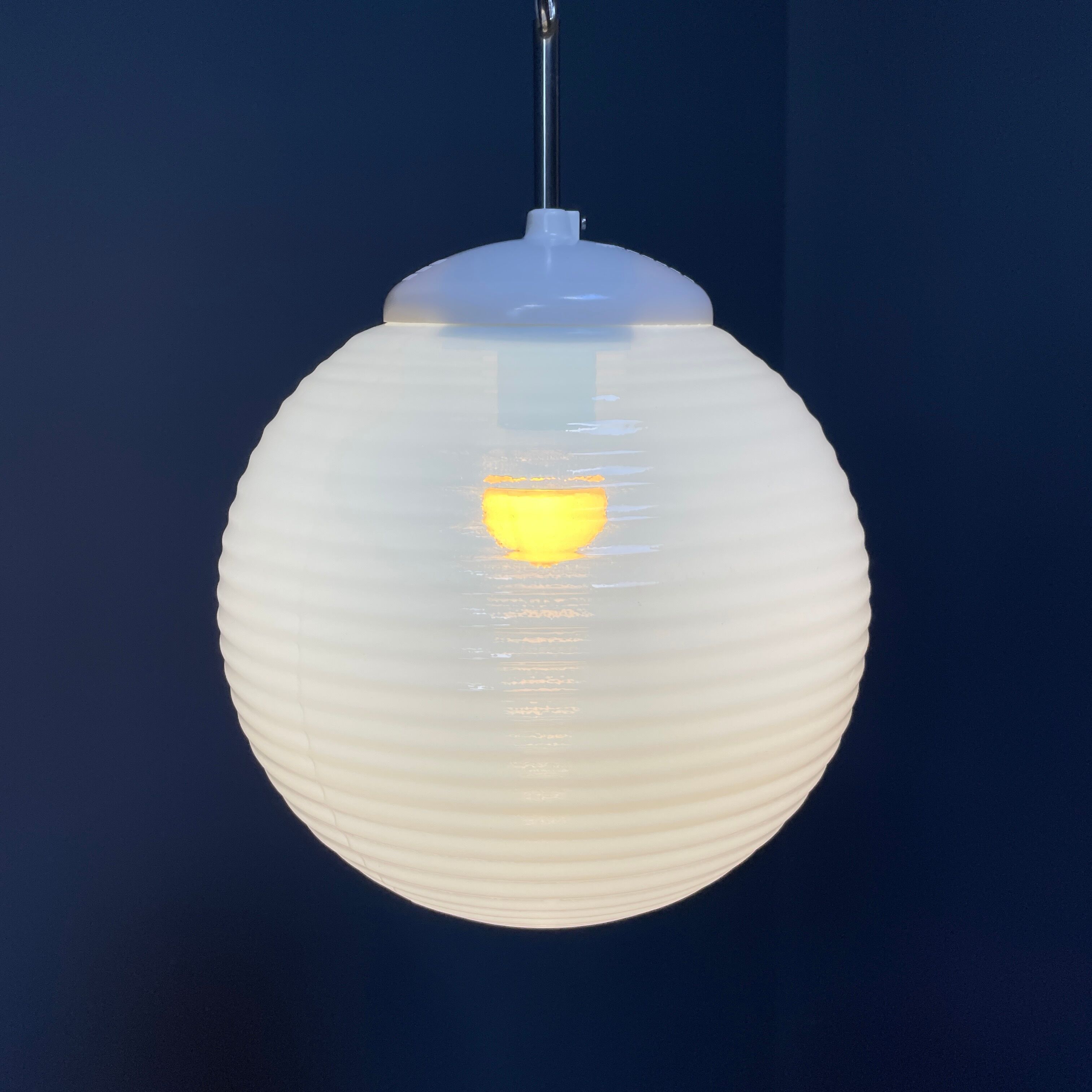 Mother of pearl opaline glass pendant lamps from the 1960s