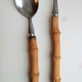 Bamboo sleeve salad cutlery