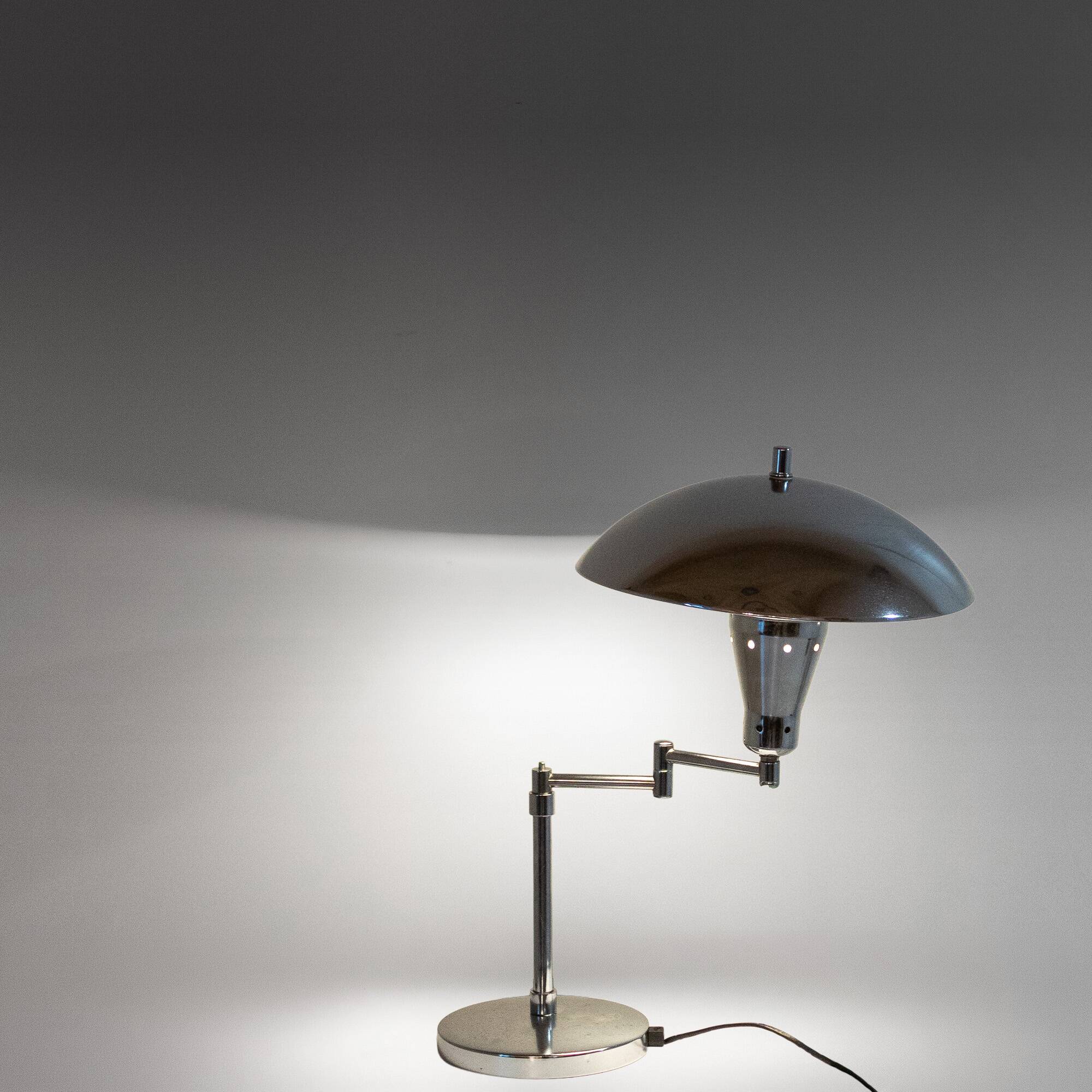 Bauhaus Chromed Desk Lamp with Adjustable Lampshade, Italy 1950s