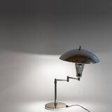 Bauhaus Chromed Desk Lamp with Adjustable Lampshade, Italy 1950s
