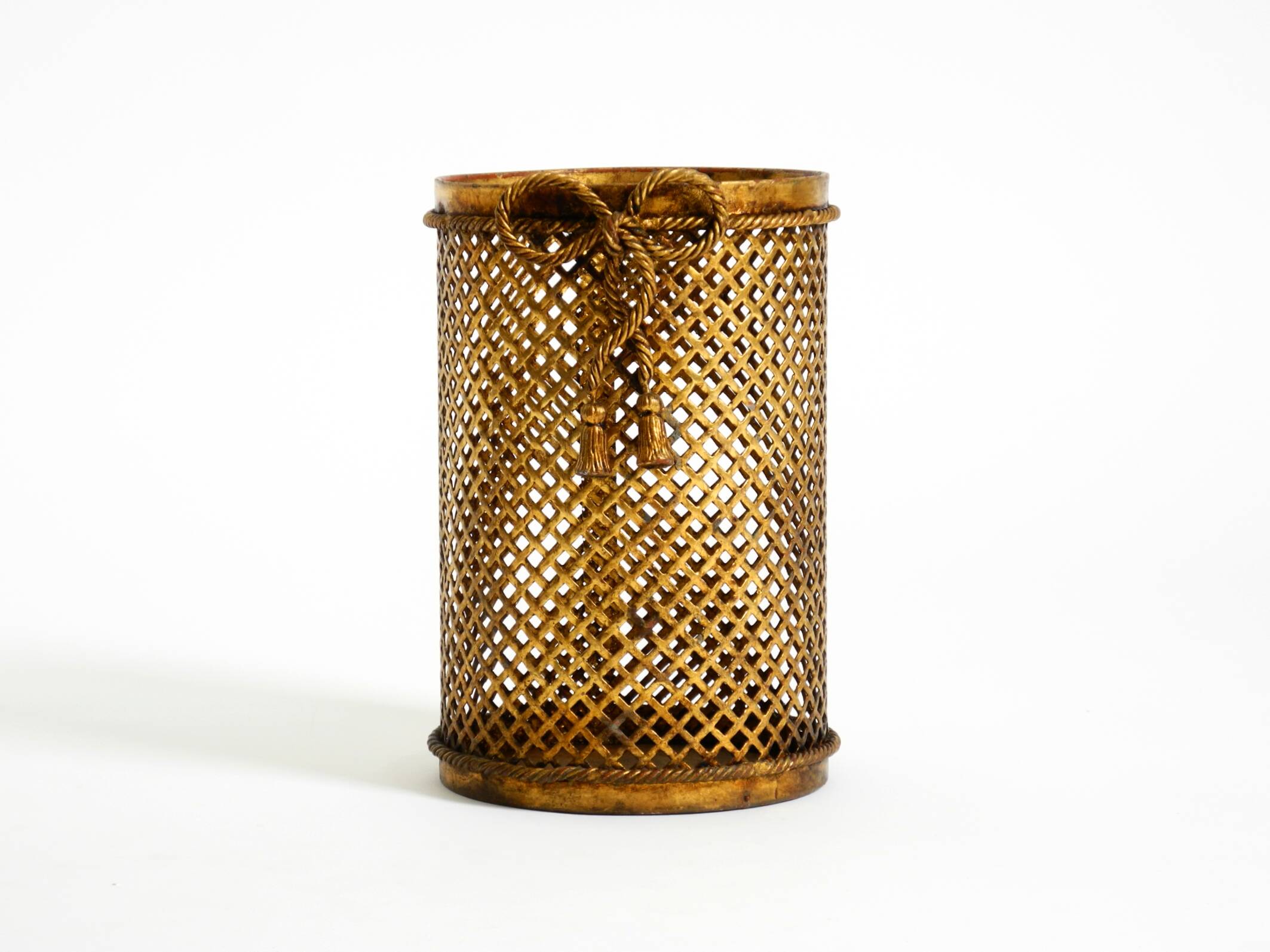 Mid Century Italian Regency Gilt Metal Waste Paper Bin from Li Puma